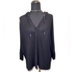 STYLE&CO Black Oversized Sweater Hoodie 3/4 Sleeves Size Medium